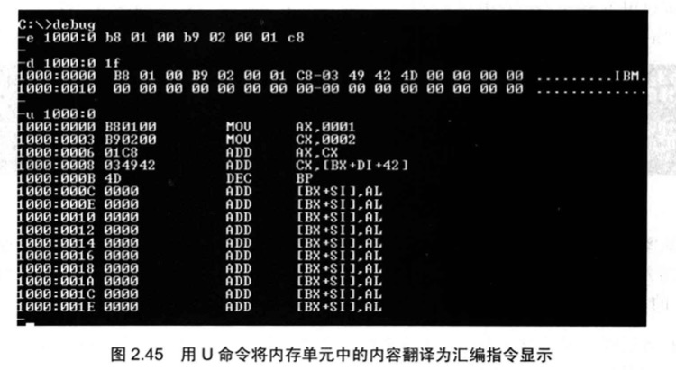 Debug -u 反汇编示例